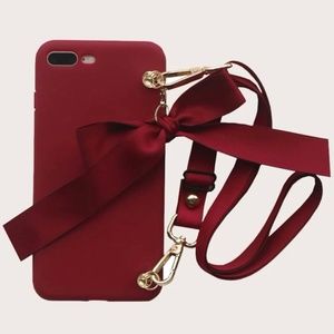 Shein Burgundy  Ribbon lanyard iPhone 11 case